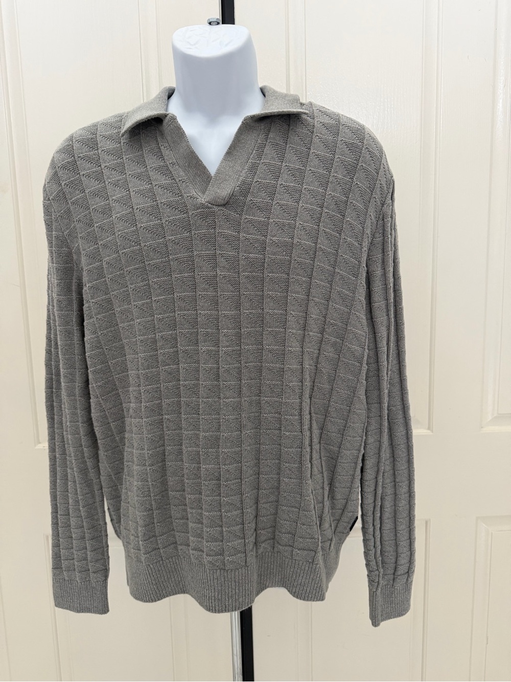 Ben Sherman Gray Collared V-Neck Sweater Sz M